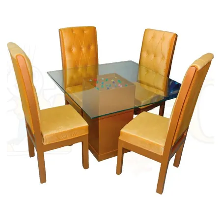 Comedor de cristal con 4 sillas tapizadas