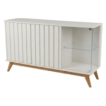 Credenza blanca con vitrina de cristal