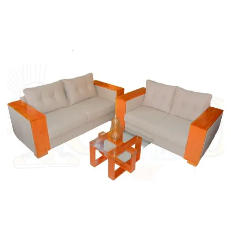 Juego de sala de 2 piezas beige y naranja