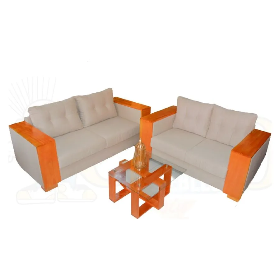 Juego de sala de 2 piezas beige y naranja