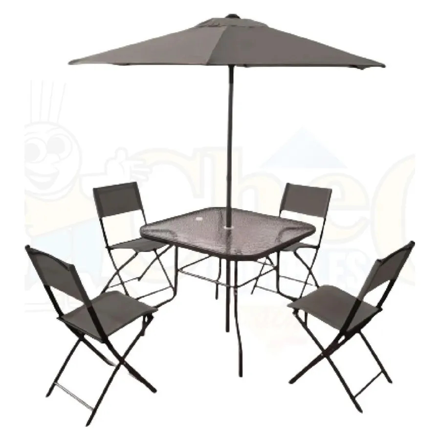 Juego de terraza con sombrilla