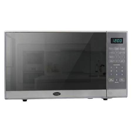 Microondas plateado con puerta de espejo