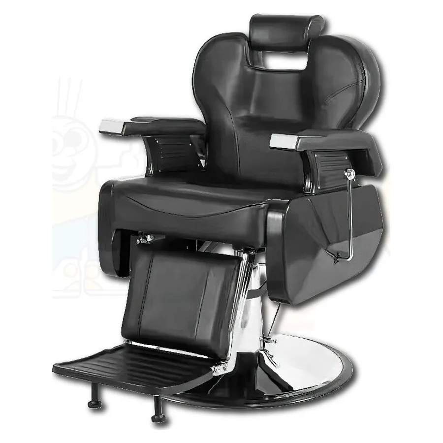 Silla de barbero reclinable negra, altura ajustable