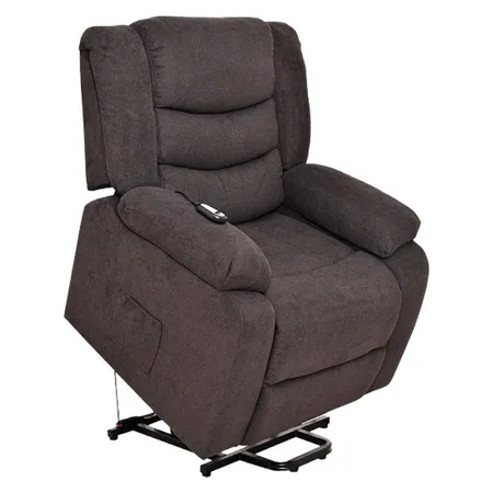 Sillón reclinable marrón con sistema de elevación