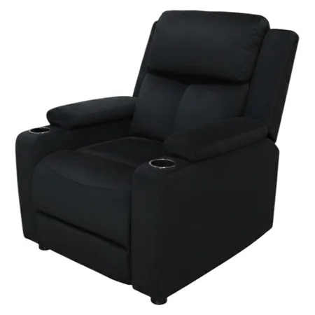 Sillón reclinable negro con portavasos