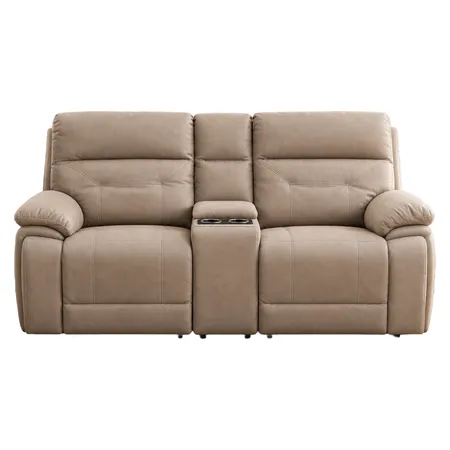 Sofá reclinable con consola, beige