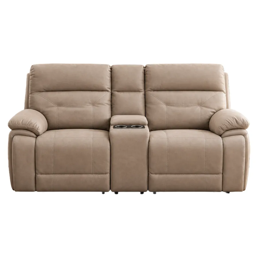 Sofá reclinable con consola, beige