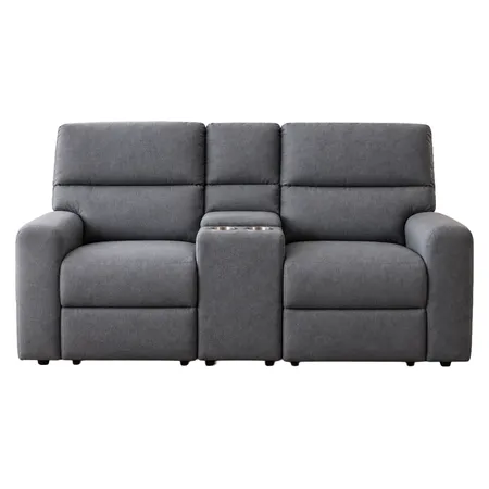 Sofá reclinable con consola, gris