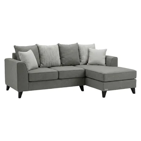 Sofá seccional gris con chaise longue