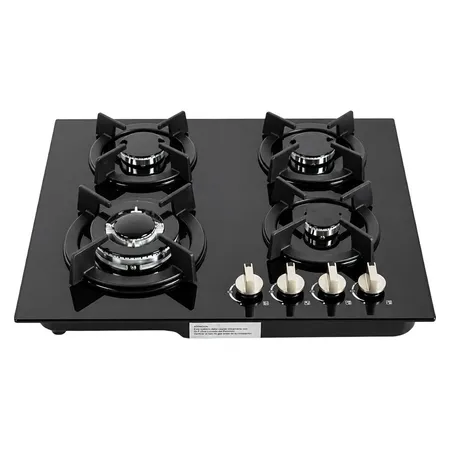 Tope empotrable de cristal negro de 4 hornillas